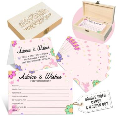 Imagem de LeFohLon Cartões de conselhos e desejos rosa com caixa para aniversário, 50 cartões de conselhos de livro de visitas Psc para festa de jogo - decorações de festa de aniversário de 16 anos, 18 anos