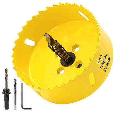 Imagem de Serra de furo de 7,6 cm Acekit com 3/8 Arbor HSS Bi-Metal HSS lâmina de serra e inclinação de dentes variável para madeira, placa de plástico, tubo, madeira compensada e folha de metal macio (86 mm)