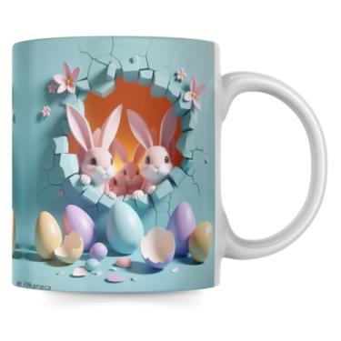 Imagem de Caneca Páscoa Efeito 3D Casinha Coelho Cenoura Chocolate - 325ml (10)