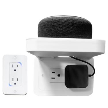 Imagem de ALLICAVER Prateleira de tomada (padrão de decoração horizontal), suporte de parede para banheiro com gerenciamento de cabos integrado, organizador de parede para decoração de casa inteligente com