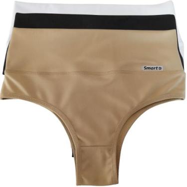 Imagem de Kit 3 Calcinha Pós Parto Feminina Cós Alto Lingerie Confortável Segura