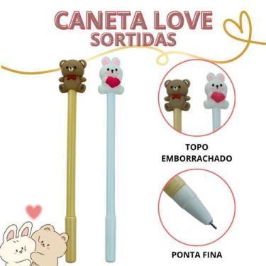 Imagem de Caneta Gel Preta 0.5mm Love Ursinho/Coelho Sortidas Topo 3D  Papelaria