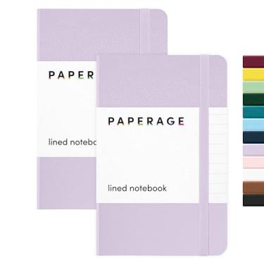 Imagem de PAPERAGE Caderno de bolso forrado, pacote com 2, (lavanda), 160 páginas, caderno pequeno, 9 x 14 cm - papel grosso 100 g/m2, capa dura