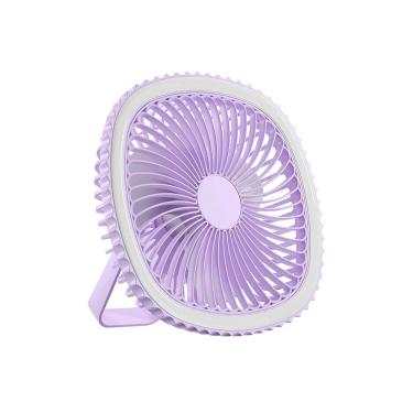 Imagem de Mini Ventilador De Mesa Luz Ring Light Usb Portátil Potente Silencioso Lilás