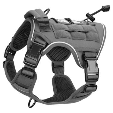 Imagem de Peitoral tático resistente para cães grandes, colete refletivo ajustável sem puxão com sistema Molle, controle de nível militar K9 para treinamento de serviço, atividades ao ar livre e mais de 10