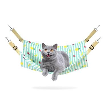 Imagem de Andiker Rede para gatos para pendurar na gaiola, rede reversível para gaiola de gatinho com ganchos de metal para gatos para dormir e brincar, cama de gato suspensa de camada dupla de 56 x 45 cm para