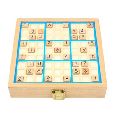 Imagem de Esquirla Brinquedo educacional sudoku jogo de tabuleiro presente de aniversário brinquedo 3 em 1 de madeira sudoku jogo de tabuleiro conjunto número jogo de, Azul