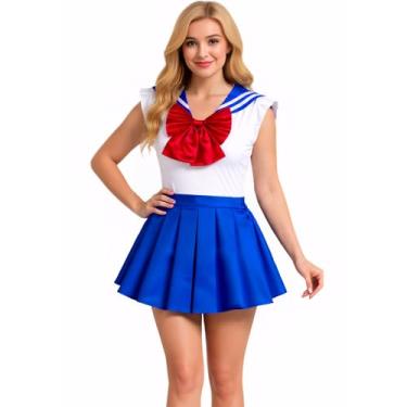 Imagem de Sinkawa Jackets Macacão de uniforme escolar Sailor Anime com saia plissada cosplay fantasia para mulheres meninas - GG