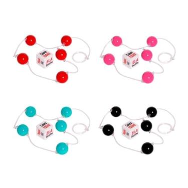 Imagem de Bolinha Tailandesa M Com Dado Linha Diversão Cordão Pélvico com 5 Esferas e Dado Sensual BTD013 (PINK)