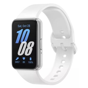 Imagem de Samsung Smartwatch Galaxy Fit3 Prata, Pulseira Branca