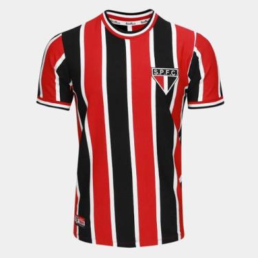 Imagem de Camiseta São Paulo RetrôMania 1969 Listrada Masculina - Vermelho e Pre