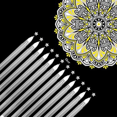 Imagem de GREUS 12 canetas de gel para artistas, canetas marcadoras prateadas de ponta fina para desenho de papel preto, ilustração, desenho e desenho para adultos