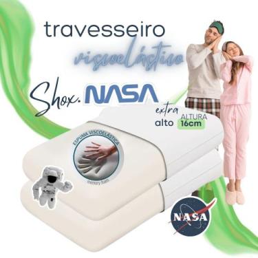 Imagem de Kit 2 Travesseiro Nasa Extra Alto Viscoelástico 50x70x16 cm - SHOX