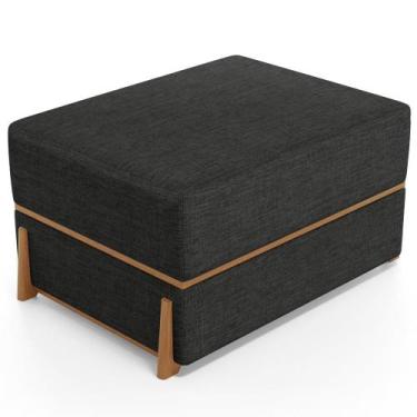Imagem de Puff Decorativo Retangular Para Sala de Estar Domus L02 Linho Chumbo -