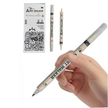 Imagem de 12 Canetas Acrílicas Profissionais  Esfumar e Colorir Ponta Dupla AW.1