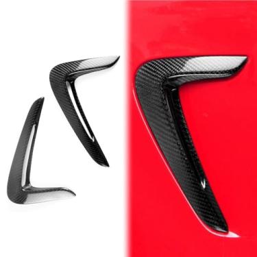 Imagem de 2 peças de decoração para para-lama dianteiro externo esquerdo e direito em fibra de carbono real para carro, cor preta, compatível com BMW Série 4 F32 F33 F36 2013-2019, acessórios leves para carros