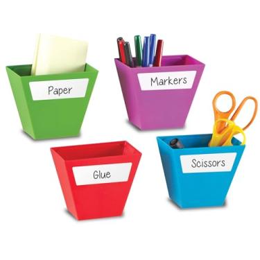 Imagem de Learning Resources Create-a-Space Magnetic Storage Boxes, Homeschool Accessories, Bright Colors, Craft Organizer, Homeschool Organizer, Classroom Organizer, Crafts, 4 Pack with Write & Wipe Labels