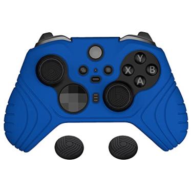 Imagem de PlayVital Capa de silicone antiderrapante edição Samurai para controle sem fio Xbox Elite Series 2 Core, protetor ergonômico de borracha macia para Xbox Elite Series 2 com tampas de aperto de polegar - azul