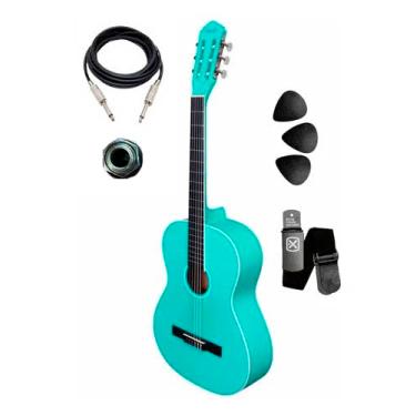 Imagem de Violão Elétrico Giannini Canhoto N14 Lh Estudante Nylon (Turquoise Blue Satin)