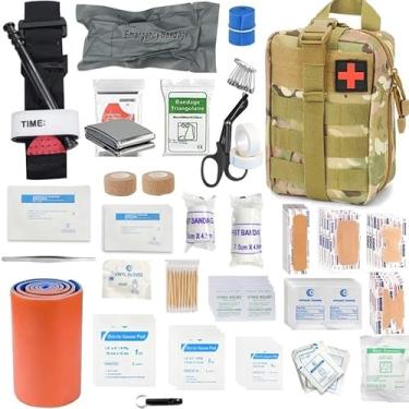 Imagem de Kit de Primeiros Socorros Tático Militar, 156 Peças, Bolsa MOLLE com Torniquete, Kit de Emergência para Camping e Aventuras