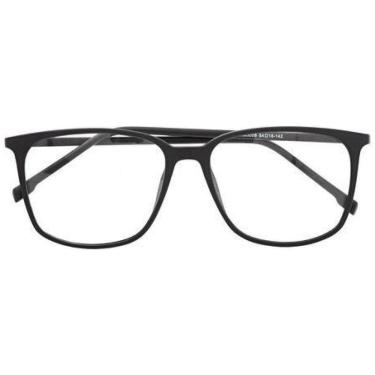 Imagem de Armação Óculos Grau Quadrado Feminino Alex Preto Fosco