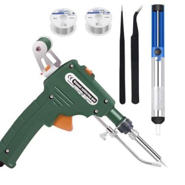 Imagem de Lequpzos Kit de pistola de solda, kit de ferro de solda de 60 W com fio de solda, ferro de solda por calor interno, kit de solda de estanho para reparo de soldagem eletrônica faça você mesmo