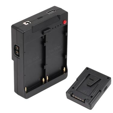 Imagem de Fotga Placa adaptadora de energia converte bateria dupla NP-F550 para suporte V placa de bateria com várias saídas D-Tap DC USB USB-C para alimentar câmera monitor luz de vídeo celular