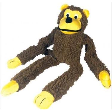Imagem de Brinquedo Pelúcia Macaco Caco Marrom Cães Gato Pet Sonoro - Chalesco 