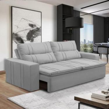 Imagem de Sofá Retrátil e Reclinável 3 lugares com Molas 1,80m Elisa Suede Cinza