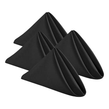 Imagem de DWCN Conjunto De 12 Guardanapos Pano Pretos 18 X Pol., Laváveis Em Poliéster, Com Bordas Bainha Para Restaurantes, Festas E Casamentos