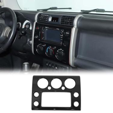 Imagem de Fgtagtal Compatível com Toyota FJ Cruiser 2007-2021 Capa de acabamento do painel do console central, ABS painel de navegação GPS acessórios de cobertura de acabamento de moldura (preto brilhante)