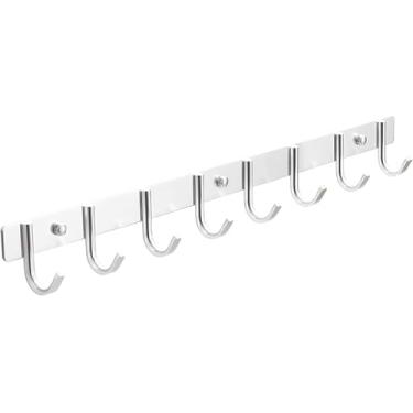 Imagem de Cabide De Parede Resistente, Gancho De Parede De Estilo Moderno, Gancho Multifuncional à Prova De Ferrugem De Liga De Alumínio Montado Na Parede, Adequado Para Entrada, Silver, 60cm/23.6in