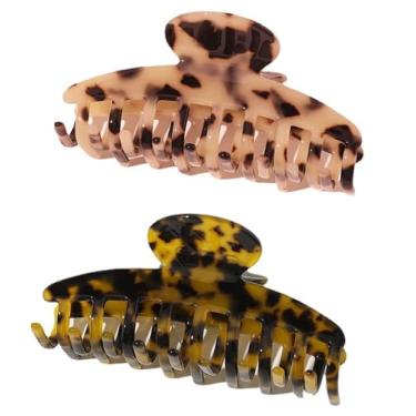 Imagem de Spenlly 2 peças de clipes de garra de cabelo de leopardo para mulheres e meninas, prendedores de rabo de cavalo francês, acessórios de cabelo modernos para cabelos longos e grossos (B)