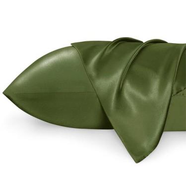 Imagem de Conjunto de fronhas Bedsure King Size Satin Pesto 20x36 polegadas, 2 u