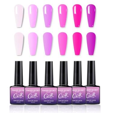 Imagem de Esmalte de gel, 6 kits de cores, esmalte de gel brilhante de longa duração, conjunto de esmaltes de gel profissional para unhas de salão de beleza DIY para iniciantes