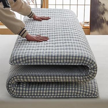 Imagem de Colchão Futo De Tamanho Completo De 5 Cm De Espessura, Colchão De Piso Jacquard Cotto Japaese, Colchão De Dormir De Dormir Slip Studet Dormitório Topper Foldig Mat, Blue, 100x200cm/39x79"