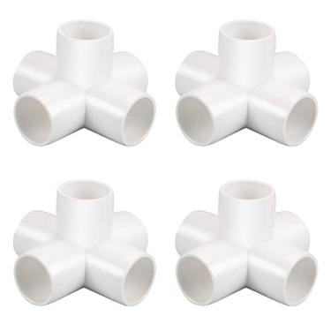 Imagem de TOMEX Acessórios de PVC 5way 2,5 cm cotovelo cruzado de canto 90 graus para tubo de galpão de estufa, camiseta de conexão de barraca, grau de construção de móveis SCH40 [pacote com 4]