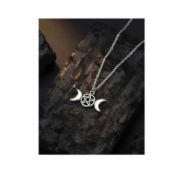 Imagem de Colar Pingente Pentagrama Estrela 5 Pontas Prateado - 3I, Prateado 2