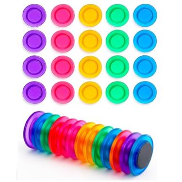 Imagem de Kit de 20 Ímãs Magnéticos Redondos Coloridos para Geladeira, Mural, Quadro Metálico e Fotos