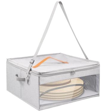 Imagem de Caixa de armazenamento de chapéus com tampa, estojo de viagem de chapéu com alça e alça de ombro removível, balde organizador de feltro à prova de poeira, organizador de tampa de janela visível, caixa