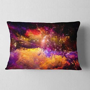 Imagem de Designart Universo Fractal Burst' Abstract Throw Sala de estar, sofá, enchimento de almofada + capa de almofada impressa em ambos os lados 30,5 x 50,8 cm