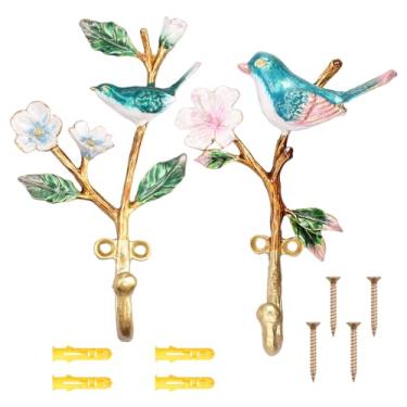 Imagem de kaimenhong 2 ganchos de parede de metal vintage em forma de pássaro, ganchos de parede decorativos de liga de zinco, gancho de metal antigo, para pendurar casacos, roupas, chaves, chapéus, toalhas
