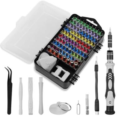Imagem de Conjunto de chaves de fenda de precisão com 117 peças, kit de ferramentas de reparo manual profissional com 98 pontas para reparo de câmera de óculos de brinquedo de laptop