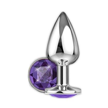 Imagem de Plug Anal Jóia Cromado C/Pedra Colorida Morashop Brinquedo Erótico (Roxo)
