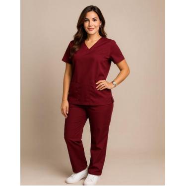 Imagem de Pijama Cirúrgico Feminino Scrub Hospitalar - Per Inquanto, Bordô, M