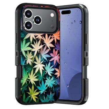 Imagem de ERWYTYIOI Capa protetora para iPhone 17 Pro, 3 camadas [grau militar] antiarranhões à prova de choque elegante capa protetora para iPhone 17 Pro (2025, 6,3 polegadas), folha de maconha