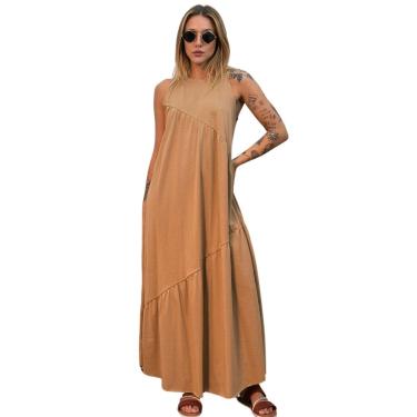 Imagem de Vestido Longo Feminino malha algodão Aveloz Caramelo