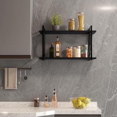 Imagem de Prateleira Bia Multiuso 60x23x36cm | 2 Nichos | Ideal para Livros, Decoração e Organização (Preto)