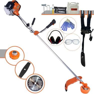 Imagem de Roçadeira Terra GR520-XP À Gasolina 52cc 2,5HP 6.500rpm Máquina de Corta Grama Completa Com Carretel + Lâmina 40 Dentes Vídea + Lâmina 2 Pontas + EPI