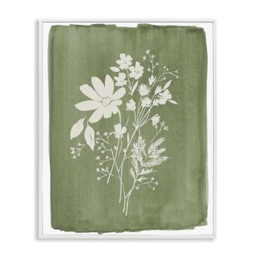 Imagem de Stupell Industries Flores silvestres em verde oliva branco emoldurado, arte giclée, design por Stephanie Ryan, 20 x 16